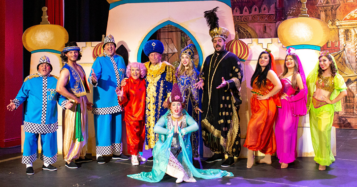 Panto cast in full costume at Consett Empire Theatre  